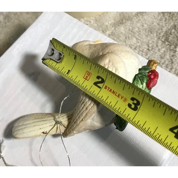 Dove Birds Christmas Tree Ornament Holly Accents Hard Plastic - Picture 11 of 12